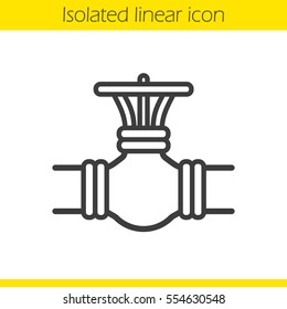 Gas pipe valve linear icon. Thin line illustration. Contour symbol. Vector isolated outline drawing