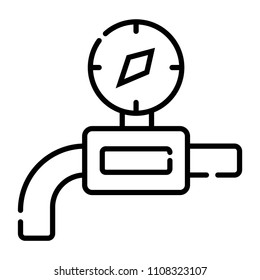 Gas pipe valve and pressure meter vector icon 