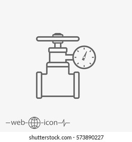 Gas Pipe Valve And Pressure Meter Vector Icon