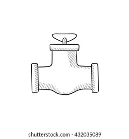 Gasrohrventil, Vektorgrafik Symbol einzeln auf Hintergrund. Handgezeichnetes Gasrohrventil Symbol. Skizze von Gasrohrventilen für Infografik, Website oder App.