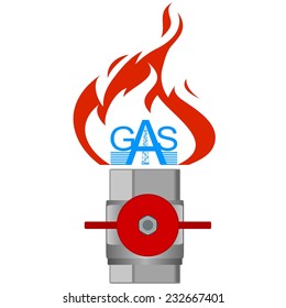 Gas pipeline and catch fire. Illustration on white background.
