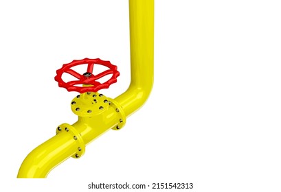 Gas pipeline diagonal view with red valve isolated on a white background.Vector illustration for industrial.