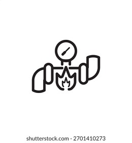 Ícone do gasoduto simbolizando o transporte e a infraestrutura de gás natural, representando a engenharia especializada de petróleo e gás, a distribuição de serviços de utilidade pública moderna e sistemas de energia industrial.