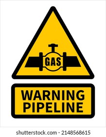 Gas Pipeline Marker Post. Warning Triangle Sign.