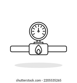 Gas Pipeline With Meter Icon In Trendy Flat Style. Natural Gas Pipeline Symbol For Your Web Site Design, Logo, App, UI Vector EPS 10.