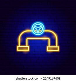 Gas Pipeline Neon Sign. Vector Illustration of  Industry Promotion.