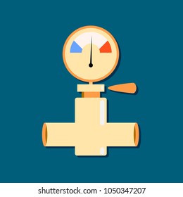 Gas pipeline with valve in flat style. Vector illustration design.