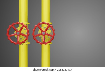 Gas pipeline with valve on a black wall with copy space for your text.Realistic vector illustration for industrial.