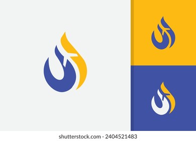 gas with plane symbol logo design vector template