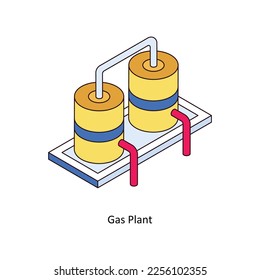 Icono de contorno con relleno isométrico de la planta de gas para sus proyectos digitales o de impresión. ilustración de stock