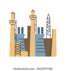 Gas power plant color line icon. Alternative energy source. Vector isolated element. Editable stroke.