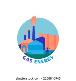 Gas power station icon. Gas-burning power plant sign. Industrial technology factory Renewable energy source. Electricity production concept. Vector illustration on a whute background