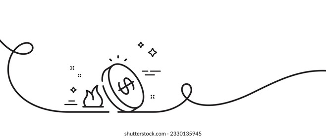 Gas price line icon. Continuous one line with curl. Fuel tax sign. LPG rate symbol. Gas price single outline ribbon. Loop curve pattern. Vector