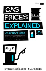 Gas Prices Explained (Flat Style Vector Illustration Quote Poster Design) With text box
