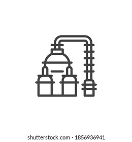 Gas processing line icon. linear style sign for mobile concept and web design. Oil and gas industry outline vector icon. Symbol, logo illustration. Vector graphics