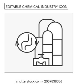 Gas processing line icon. Processes to purify raw natural gas for using. Chemical industry concept. Isolated vector illustration. Editable stroke