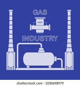 Gas processing plant. Gas filter. Design for announcement, advertisement, banner or print.
