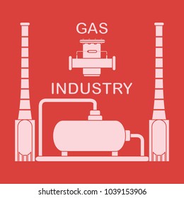Gas processing plant. Gas filter. Design for announcement, advertisement, banner or print.