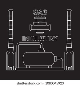 Gas processing plant. Gas filter. Design for announcement, advertisement, banner or print.