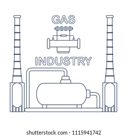 Gas processing plant. Gas filter. Design for announcement, advertisement, banner or print.
