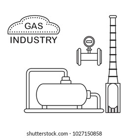 Gas processing plant. Industrial gas meter. Design for announcement, advertisement, banner or print.