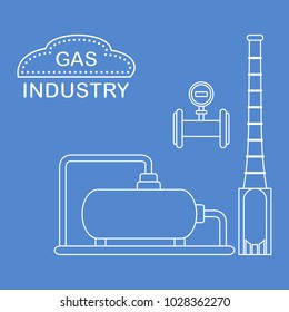 Gas processing plant. Industrial gas meter. Design for announcement, advertisement, banner or print.