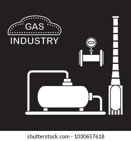 Gas processing plant. Industrial gas meter. Design for announcement, advertisement, banner or print.
