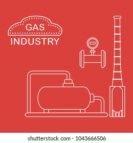 Gas processing plant. Industrial gas meter. Design for announcement, advertisement, banner or print.