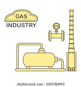 Gas processing plant. Industrial gas meter. Design for announcement, advertisement, banner or print.