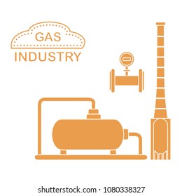 Gas processing plant. Industrial gas meter. Design for announcement, advertisement, banner or print.