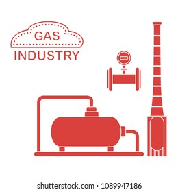 Gas processing plant. Industrial gas meter. Design for announcement, advertisement, banner or print.