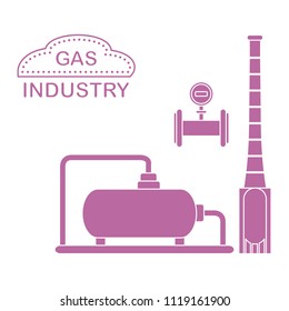 Gas processing plant. Industrial gas meter. Design for announcement, advertisement, banner or print.