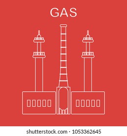 Gas processing plant. Industrial theme. Design for announcement, advertisement, banner or print.