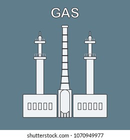 Gas processing plant. Industrial theme. Design for announcement, advertisement, banner or print.