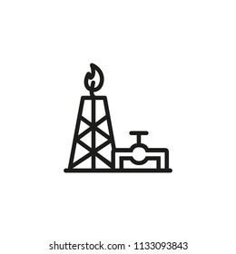 Gas processing plant line icon. Exploration, rig, flame, pipe. Non renewable energy concept. Can be used for topics like mining, ecology, industry