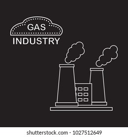 Gas processing plant with smoking chimneys. Industrial theme. Design for announcement, advertisement, banner or print.
