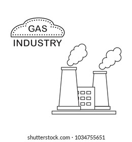 Gas processing plant with smoking chimneys. Industrial theme. Design for announcement, advertisement, banner or print.