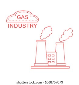 Gas processing plant with smoking chimneys. Industrial theme. Design for announcement, advertisement, banner or print.