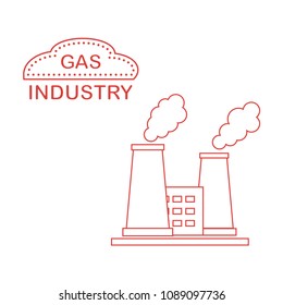 Gas processing plant with smoking chimneys. Industrial theme. Design for announcement, advertisement, banner or print.