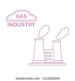 Gas processing plant with smoking chimneys. Industrial theme. Design for announcement, advertisement, banner or print.