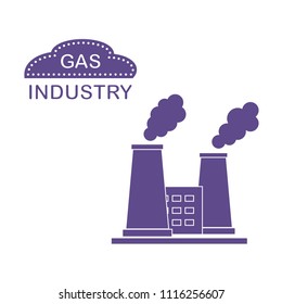 Gas processing plant with smoking chimneys. Industrial theme. Design for announcement, advertisement, banner or print.