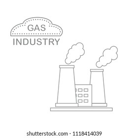 Gas processing plant with smoking chimneys. Industrial theme. Design for announcement, advertisement, banner or print.