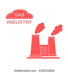 Gas processing plant with smoking chimneys. Industrial theme. Design for announcement, advertisement, banner or print.