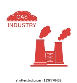 Gas processing plant with smoking chimneys. Industrial theme. Design for announcement, advertisement, banner or print.