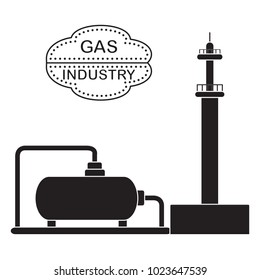Gas processing plant. Gas storage tank. Design for announcement, advertisement, banner or print.