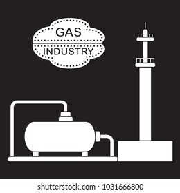 Gas processing plant. Gas storage tank. Design for announcement, advertisement, banner or print.