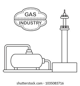 Gas processing plant. Gas storage tank. Design for announcement, advertisement, banner or print.