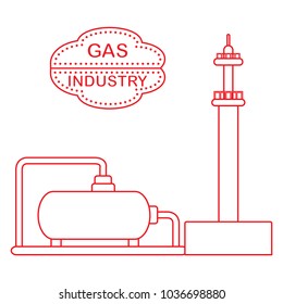 Gas processing plant. Gas storage tank. Design for announcement, advertisement, banner or print.
