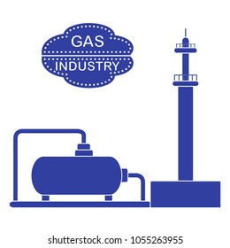 Gas processing plant. Gas storage tank. Design for announcement, advertisement, banner or print.
