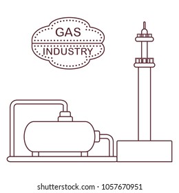 Gas processing plant. Gas storage tank. Design for announcement, advertisement, banner or print.